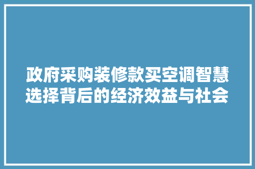 政府采购装修款买空调智慧选择背后的经济效益与社会价值