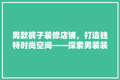 男款裤子装修店铺，打造独特时尚空间——探索男装装修之路