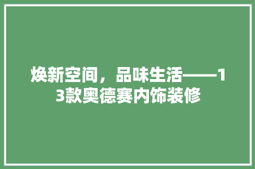 焕新空间，品味生活——13款奥德赛内饰装修