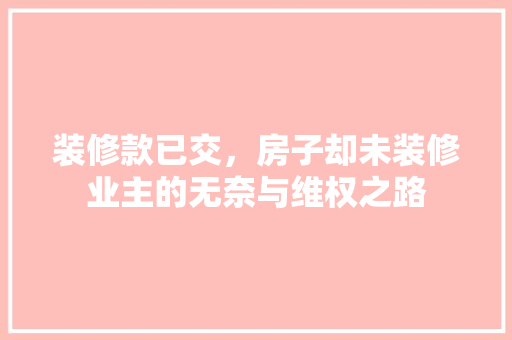 装修款已交，房子却未装修业主的无奈与维权之路