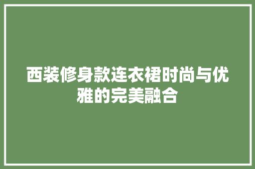 西装修身款连衣裙时尚与优雅的完美融合