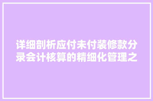 详细剖析应付未付装修款分录会计核算的精细化管理之路