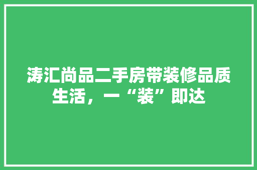 涛汇尚品二手房带装修品质生活，一“装”即达