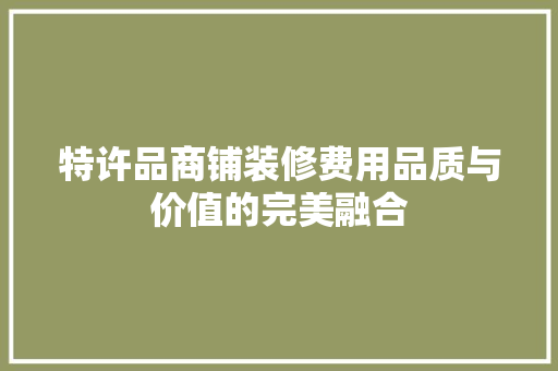 特许品商铺装修费用品质与价值的完美融合