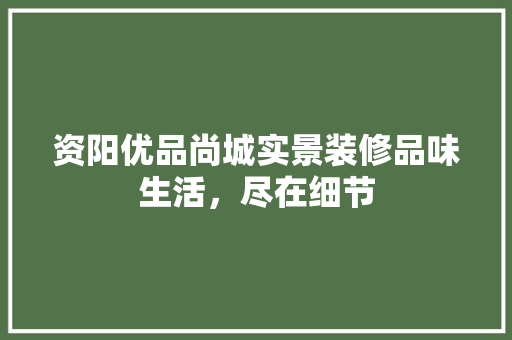 资阳优品尚城实景装修品味生活，尽在细节