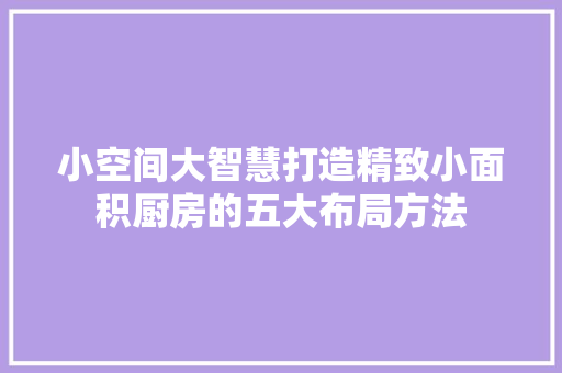 小空间大智慧打造精致小面积厨房的五大布局方法