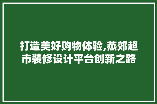 打造美好购物体验,燕郊超市装修设计平台创新之路