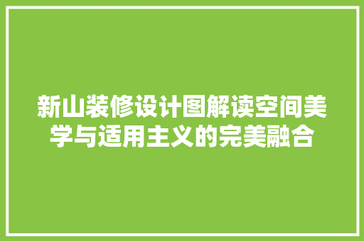 新山装修设计图解读空间美学与适用主义的完美融合