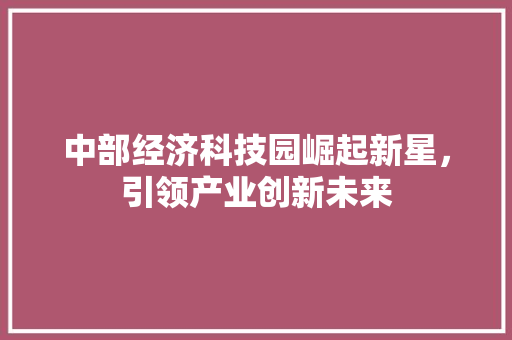 中部经济科技园崛起新星，引领产业创新未来