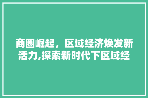 商圈崛起，区域经济焕发新活力,探索新时代下区域经济的蓬勃发展
