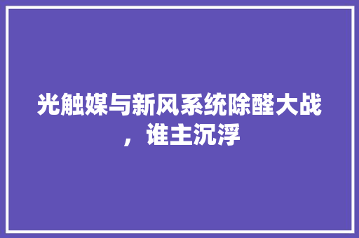 光触媒与新风系统除醛大战，谁主沉浮