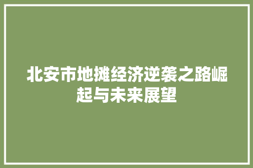 北安市地摊经济逆袭之路崛起与未来展望