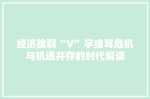 经济脆弱“V”字缩写危机与机遇并存的时代解读