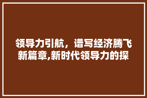 领导力引航，谱写经济腾飞新篇章,新时代领导力的探索与方法