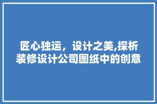 匠心独运,设计之美,探析装修设计公司图纸中的创意与智慧