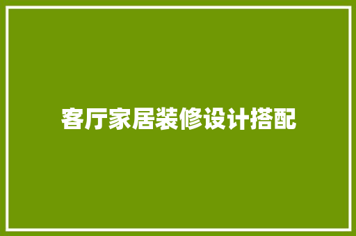 客厅家居装修设计搭配
