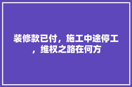 装修款已付，施工中途停工，维权之路在何方