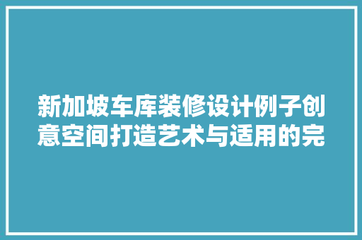 新加坡车库装修设计例子创意空间打造艺术与适用的完美融合