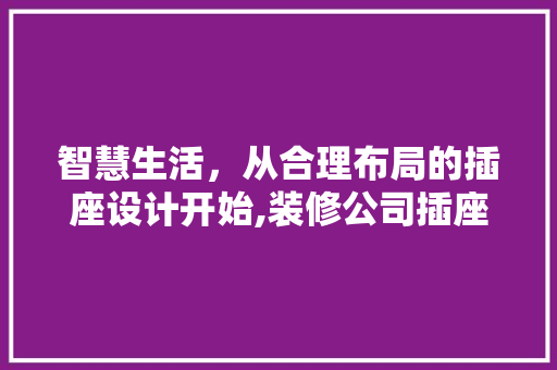 智慧生活，从合理布局的插座设计开始,装修公司插座设计的奥秘