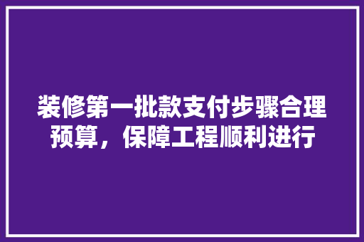 装修第一批款支付步骤合理预算，保障工程顺利进行