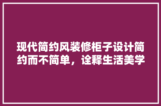 现代简约风装修柜子设计简约而不简单，诠释生活美学