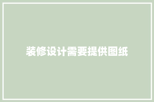 装修设计需要提供图纸
