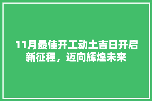 11月最佳开工动土吉日开启新征程，迈向辉煌未来