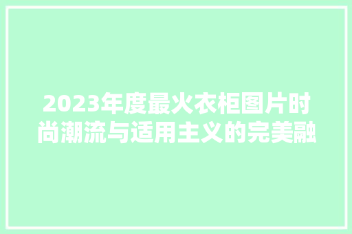 2023年度最火衣柜图片时尚潮流与适用主义的完美融合