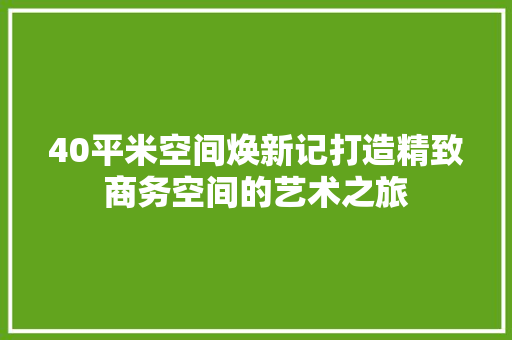 40平米空间焕新记打造精致商务空间的艺术之旅