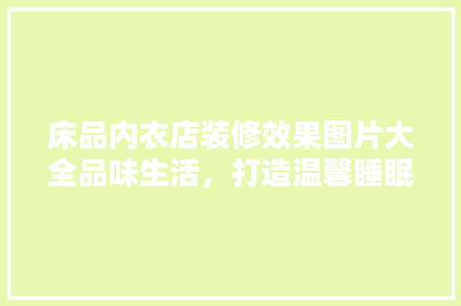床品内衣店装修效果图片大全品味生活，打造温馨睡眠空间