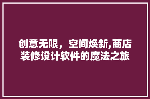 创意无限，空间焕新,商店装修设计软件的魔法之旅