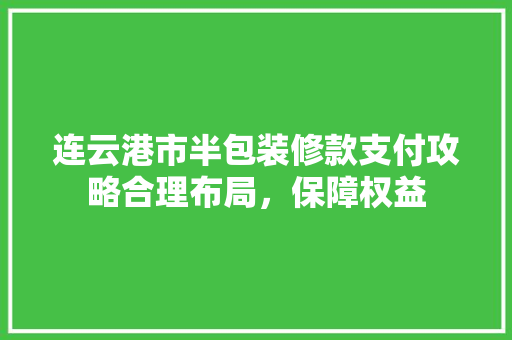 连云港市半包装修款支付攻略合理布局，保障权益